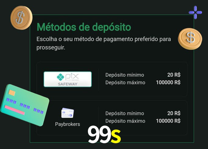 O cassino 99s oferece uma grande variedade de métodos de pagamento